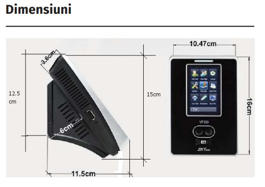 VF-380 * Controler de acces cu functie de pontaj, cu recunoastere faciala, cititor de proximitate si cod PIN [3]