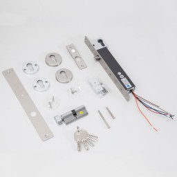 YB-600C(LED)-V2 * Bolt electric cu actiune electromagnetica, cilindru european cu buton, monitorizare si LED de stare [2]