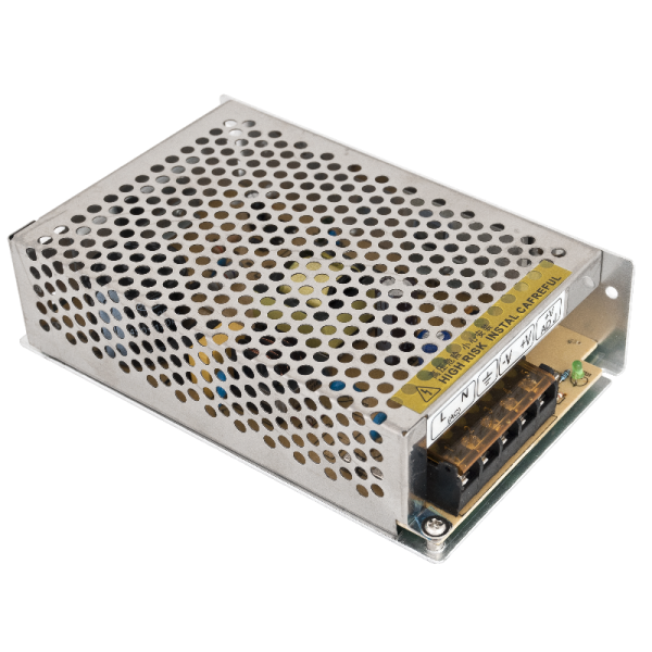YLI-24-5 * Sursa de alimentare in comutatie de 24Vcc/5A, stabilizata,  tensiune ajustabila, carcasa metalica perforata, LED de stare [1]