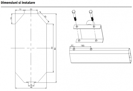 YK-BAR1V-3M * Brat bariera din aluminiu vopsit, 3m [1]