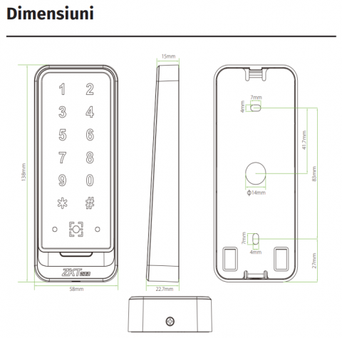 ACC-ER-QR600-VK-1 * Cititor de proximitate RFID EM 125kHz, PIN si cod QR, cu comunicatie Wiegand sau RS485, tastatura touch, IP65 [2]