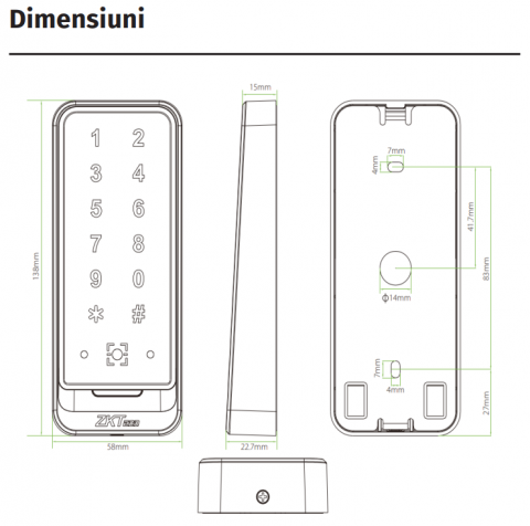 ACC-ER-QR600-VK-2 * Cititor de proximitate RFID MF 13.56MHz , PIN si cod QR, cu comunicatie Wiegand si RS485, tastatura touch, IP65 [2]