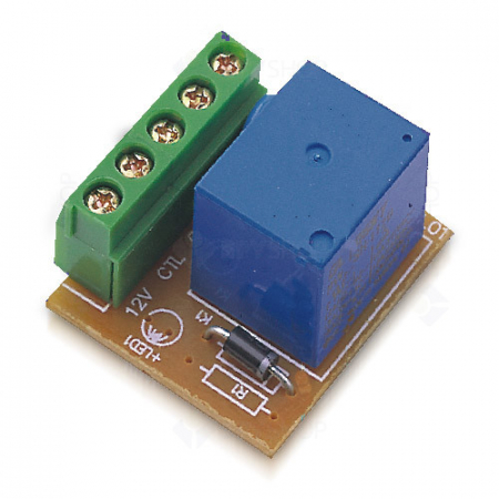Relee - AR 821RB * Placa cu 1 releu, iesire NO/NC, 10A, 12V, consum 20mA, protectie pe contacte