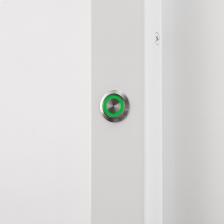 ATOM-22(PB) * Electromagnet pentru usi cu profil din aluminiu sau PVC, cu  deschidere la exterior, buton de iesire incastrat [1]