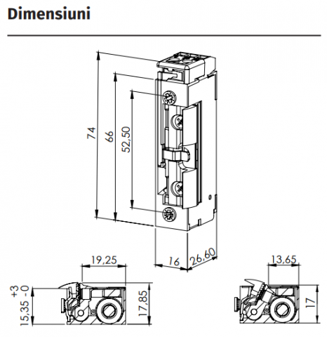 DORCAS-SF99-2-NF305/LX * Yala electromecanica incastrabila rezistenta la foc, EI120, cu suport de montare [2]