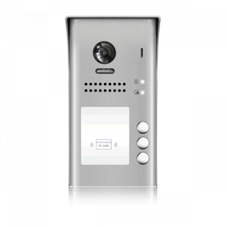 Interfonie video - DT607-ID-S3(v2) * Panou video color de apel exterior, cu conexiune pe 2 fire, camera WIDE ANGLE 170°, pentru trei abonati, control acces