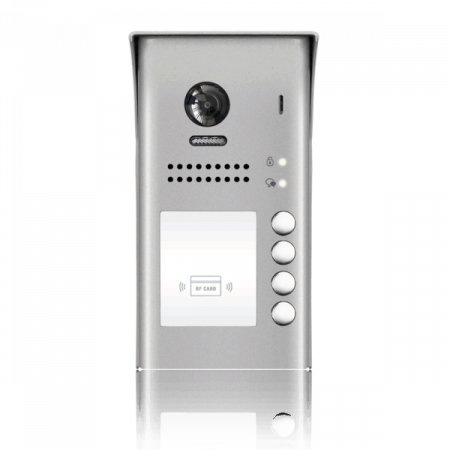 Interfonie video - DT607-ID-S4(v2) * Panou video color de apel exterior, cu conexiune pe 2 fire, camera WIDE ANGLE 170°, pentru patru abonati, control acces