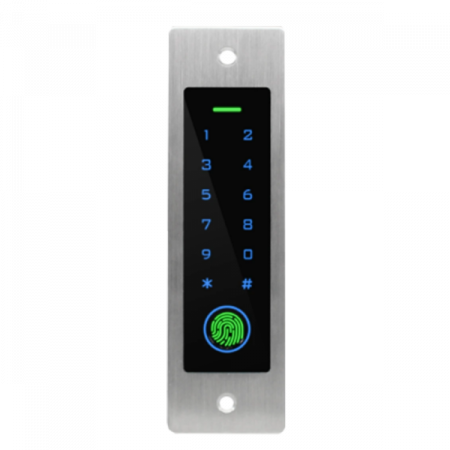 Control acces stand-alone - EF4 * Controler de acces stand-alone, incastrabil, antivandal de exterior cu tastatura, cititor RFID si amprenta