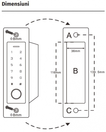 EF4 * Controler de acces stand-alone, incastrabil, antivandal de exterior cu tastatura, cititor RFID si amprenta [2]