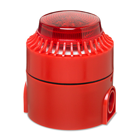 HS201 * Sirenă de interior cu stroboscop , carcasă roşie, 24V, multitonala Sirene incendiu - HS201 * Sirenă de interior cu stroboscop , carcasă roşie, 24V, multitonala