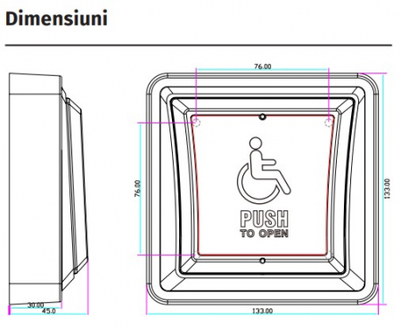 PBK-871(LED) * Buton de iesire pentru persoane cu dizabilitati, cu LED de stare bicolor [2]