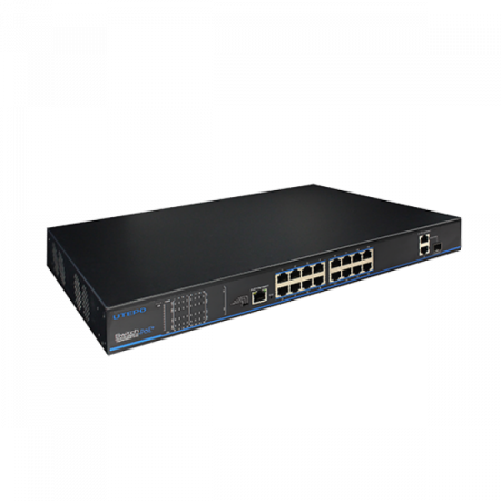 Switch-uri - UTP3218TS-PSB * Switch ethernet PoE+, 16 porturi 10/100Mbps POE+ downlink, 2 porturi 10/100/1000Mbps uplink, 1 port SFP 1000Mbps uplink (combo), 1 port Management POE, functie POE Watchdog