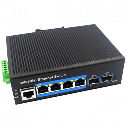 Switch-uri - UTP6306S-PSB * Switch industrial cu 4 porturi ethernet 10/100/1000Mbps POE+ si 2 porturi SFP 1000Mbps, alimentare redundanta, management L2