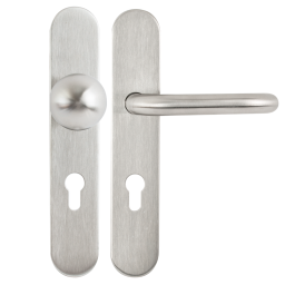 YH-D90L-85 * Set manere cu clanta tubulara si buton fix drept cu shield interax 85 [3]