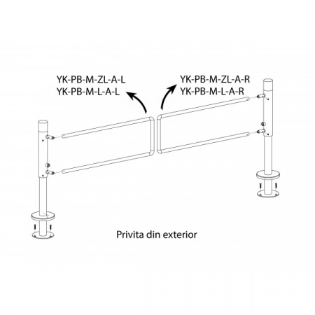 YK-PB-M-L-A * Poarta batanta unidirectionala, mecanica cu arc [1]
