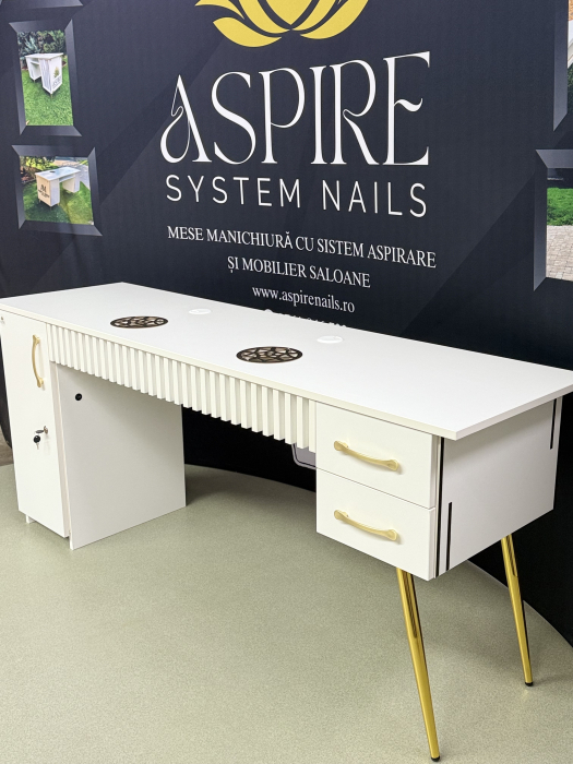Masa profesionala de manichiura Dubla ANCA GOLD LINE , cu sistem de aspirare incorporat, 180cm, 105W [3]