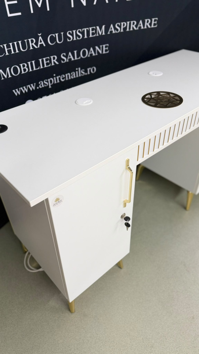 Masa profesionala de manichiura ASPIRE PRO , cu sistem de aspirare incorporat, 135cm, 105W putere, debit max 1100 mc/h [5]