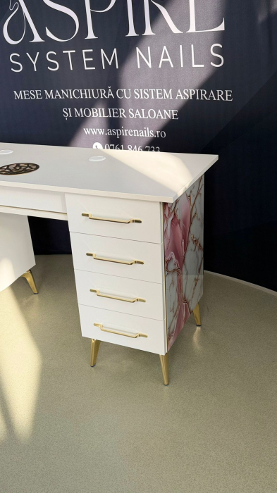 Masa profesionala de manichiura SOFT ROSE , cu sistem de aspirare incorporat, 135cm, 105W putere, debit max 1100 mc/h [2]