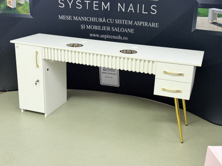 Mese manichiura - Masa profesionala de manichiura Dubla ANCA GOLD LINE , cu sistem de aspirare incorporat, 180cm, 105W