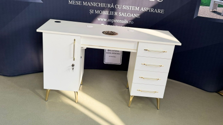 Mese manichiura - Masa profesionala de manichiura SOFT ROSE , cu sistem de aspirare incorporat, 135cm, 105W putere, debit max 1100 mc/h