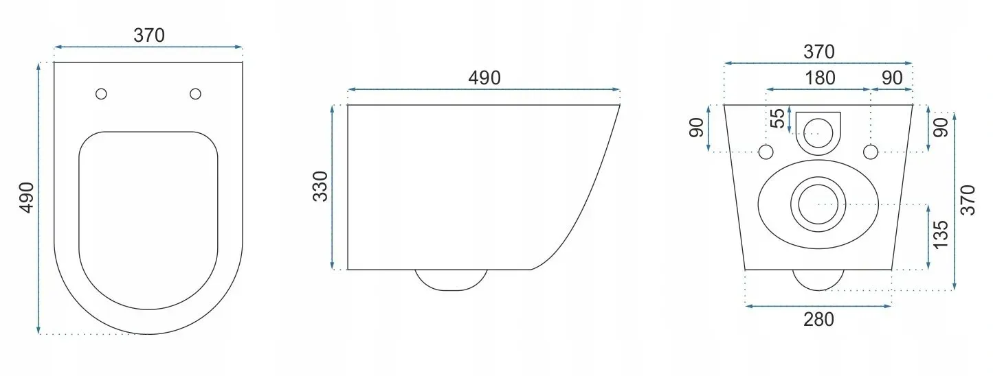 Vas WC CARLO Mini Rimless Duroplast Flat Black Gold Edge [6]