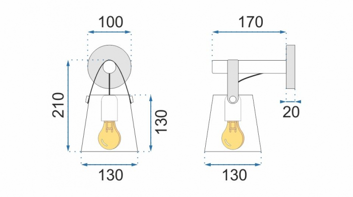 Aplica de perete din metal cu o curea alba APP467-1W [5]
