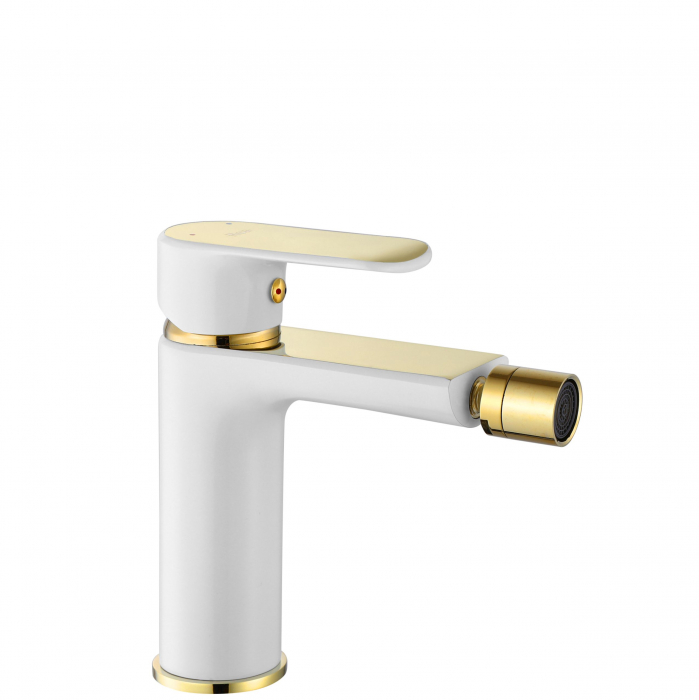 Baterie Bideu Bloom White Gold, montaj pe bideu, alama, alb sau auriu, perlator aer [1]