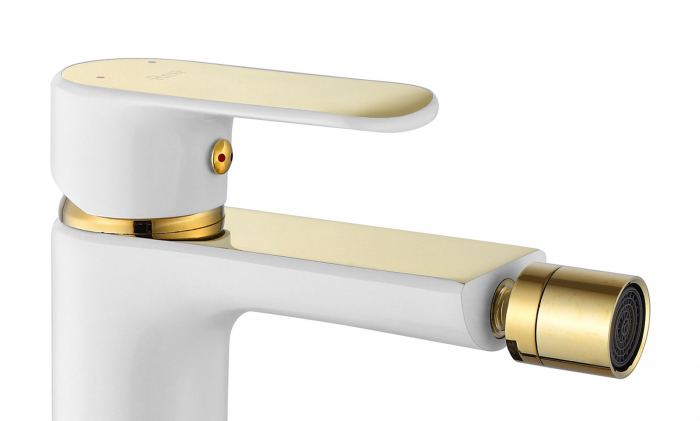 Baterie Bideu Bloom White Gold, montaj pe bideu, alama, alb sau auriu, perlator aer [3]