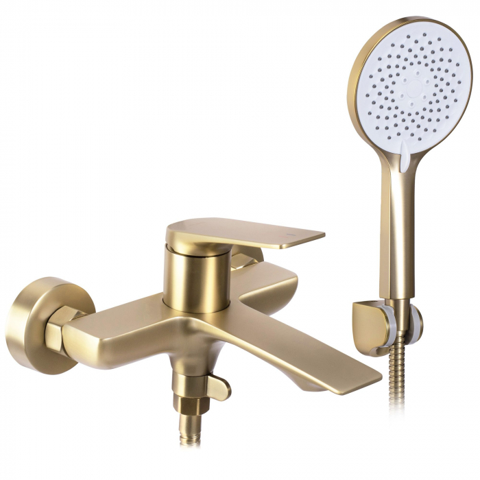 Baterie cada Avalon Bursh Gold, montaj pe perete, alama, auriu, perlator aer [1]