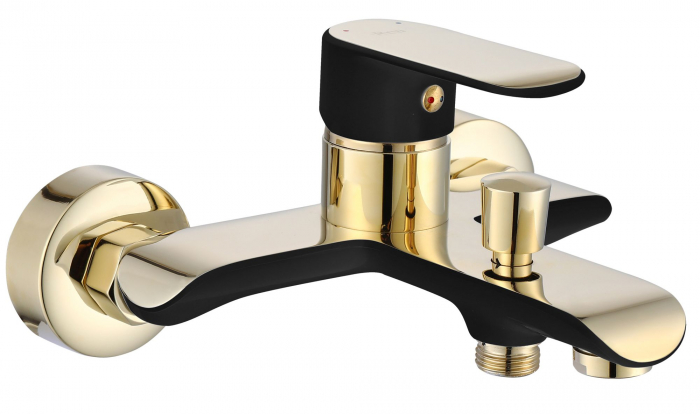Baterie cada Bloom Black Gold, montaj pe perete, alama, auriu, perlator aer [2]