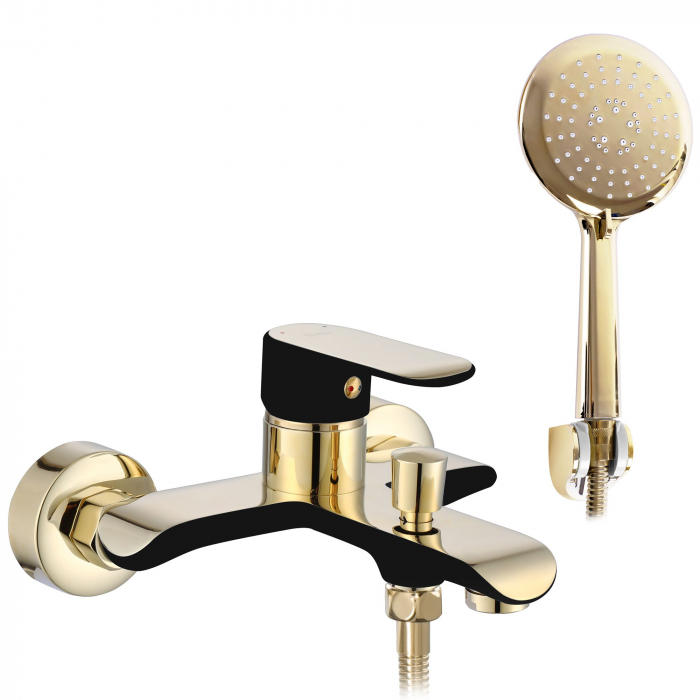 Baterie cada Bloom Black Gold, montaj pe perete, alama, auriu, perlator aer [1]