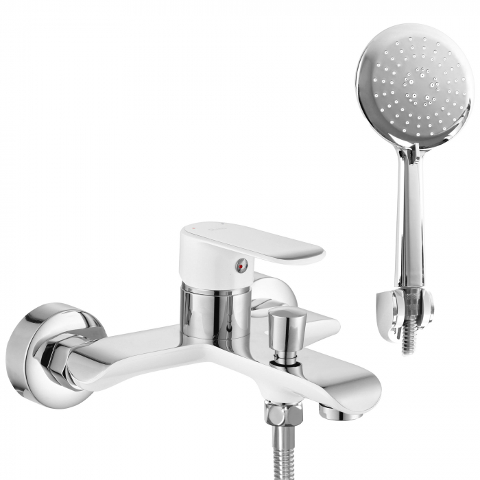 Baterie cada Bloom White Chrome, montaj pe perete, alama, auriu, perlator aer [1]