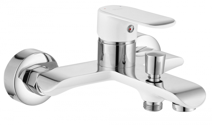 Baterie cada Bloom White Chrome, montaj pe perete, alama, auriu, perlator aer [2]