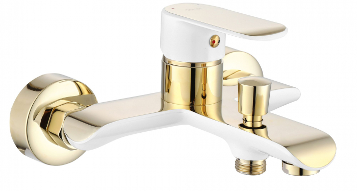 Baterie cada Bloom White Gold, montaj pe perete, alama, auriu, perlator aer [2]