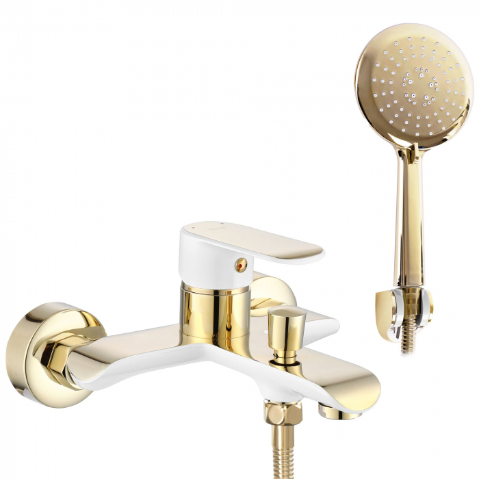 Baterie cada Bloom White Gold, montaj pe perete, alama, auriu, perlator aer [1]