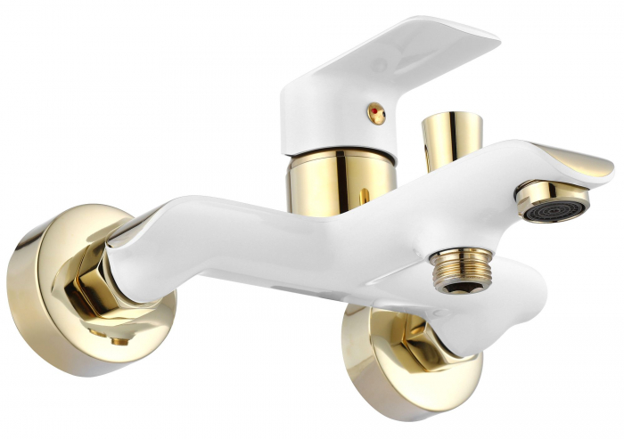 Baterie cada Bloom White Gold, montaj pe perete, alama, auriu, perlator aer [3]