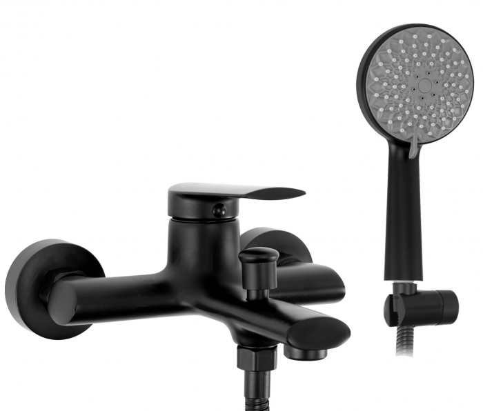 Baterie cada Buzz Negru, montaj pe perete, alama, negru, perlator aer [1]