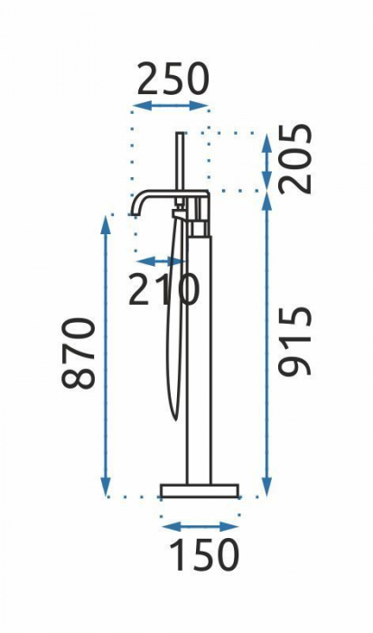 Baterie cada Feestanding Carat Gold Brush, montaj pe podea freestanding, alama, auriu [8]
