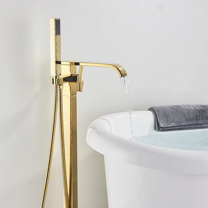 Baterie cada Freestanding Carat Gold, montaj pe podea freestanding, alama, auriu [3]