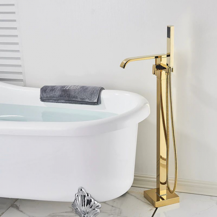 Baterie cada Freestanding Carat Gold, montaj pe podea freestanding, alama, auriu [2]