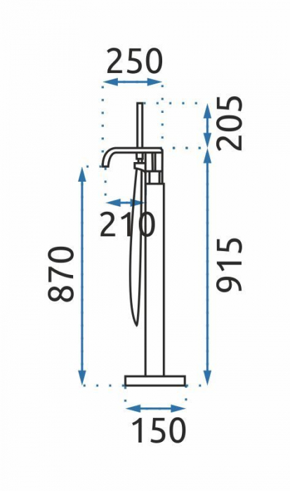 Baterie cada Freestanding Carat Gold, montaj pe podea freestanding, alama, auriu [6]