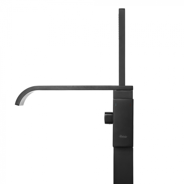 Baterie cada Freestanding Carat Negru, montaj pe podea freestanding, alama, negru [5]