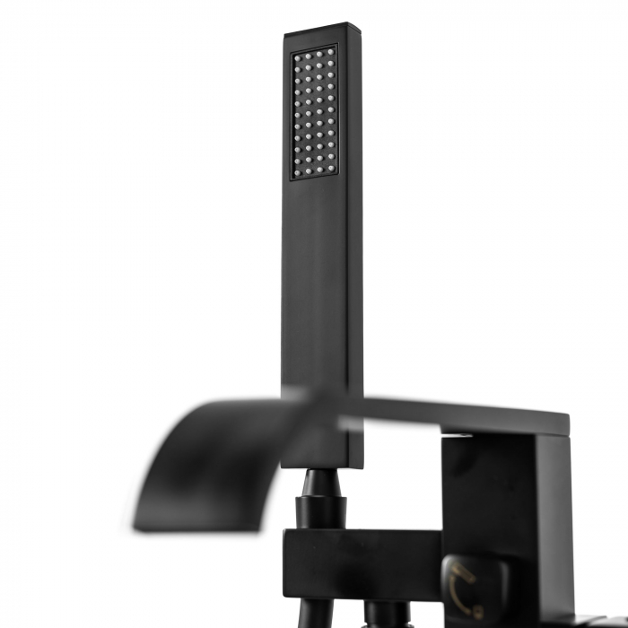 Baterie cada Freestanding Carat Negru, montaj pe podea freestanding, alama, negru [3]
