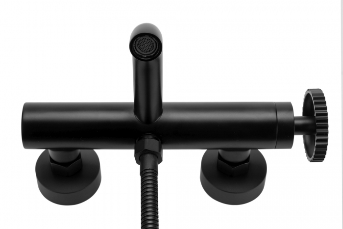 Baterie cada Lungo Black Negru, montaj pe perete, alama, negru, perlator aer [4]