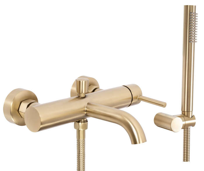 Baterie cada Lungo Brush Gold, montaj pe perete, alama, auriu, perlator aer [1]