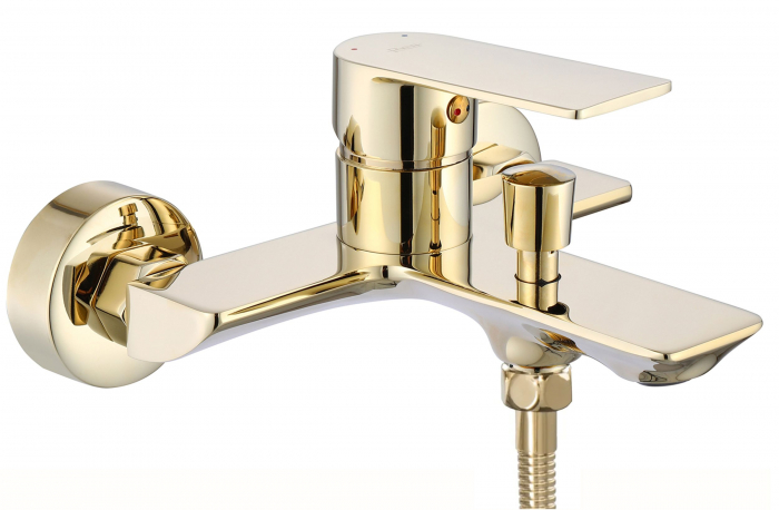 Baterie cada Urban Gold, montaj pe perete, alama, auriu, perlator aer [4]