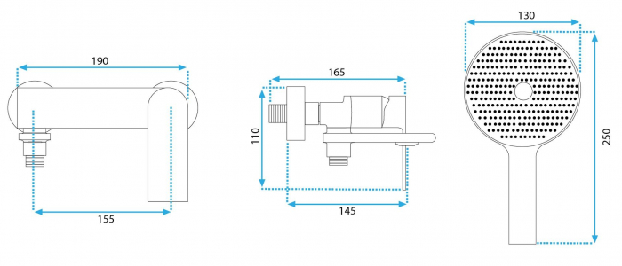 Baterie cada Veneta Chrome, montaj pe perete, alama, crom [8]