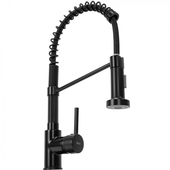 Baterie de bucătărie Spring negru black Dus flexibil [2]