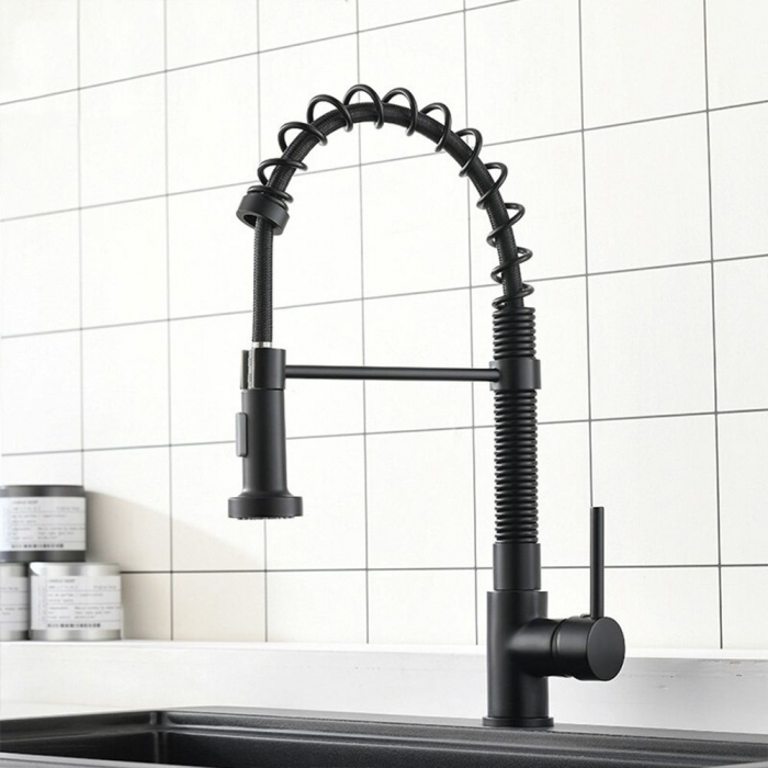 Baterie de bucătărie Spring negru black Dus flexibil [7]