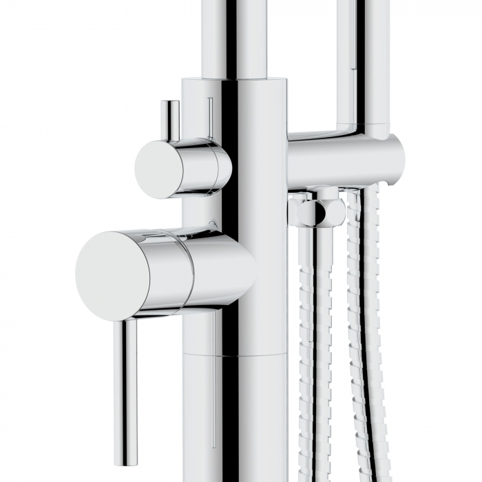 Baterie de podea Aras Chrome, montaj pe podea freestanding, alama, crom [3]